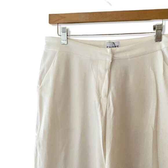 SNDYS Anika Pants in White jersey knit wide leg high rise trousers Revolve New M - Picture 6 of 11